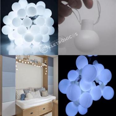 Imagem de Cordão Com 20 Lâmpadas Luz Led 5cm Branco Frio Iluminação natalina Lin