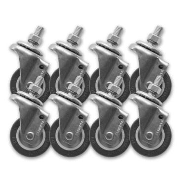 Imagem de Kit 8 Rodízios s Trava c Parafuso Giratório 2 Pol Plástico - Schioppa