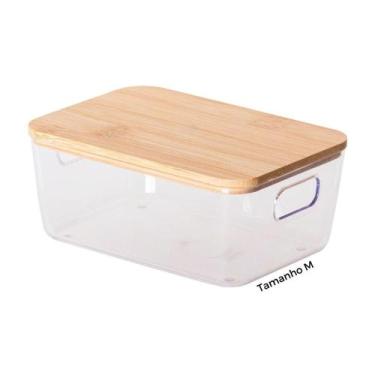 Imagem de Cesto Organizador Com Tampa Eco Bambu Natural Médio Idealle - Paramoun
