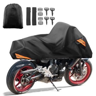 Imagem de uxcell Capa de motocicleta à prova d'água meia capa protetora de chuva para motocicleta ao ar livre para Harley Dyna FXD FXDF Low Rider Super Wide Glide cabe 243.8 cm preto