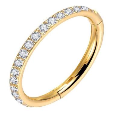 Imagem de Piercing Argola Pedra Zirconia Titânio 6 8 10 Mm Clicker - DeCastro jo