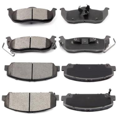 Imagem de ECCPP D1041-7945 D1286-8403 Conjunto de pastilhas de freio a disco traseiro semimetálico e dianteiro cerâmico adequado para Nissan Armada 2006-2012