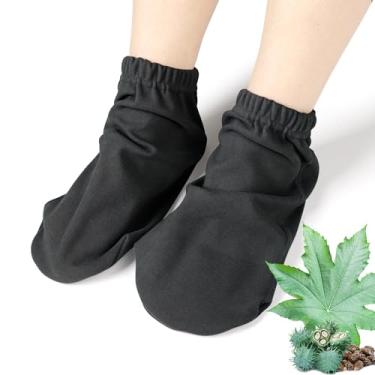 Imagem de Pedobi Pacote De Óleo Rícino Em Algodão Orgânico Para Mulheres, Meias Pés Com Artrite, Preto Dormir (Óleo Não Incluído)