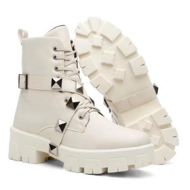 Imagem de Bota Coturno tratorado Egypcium com tira removível. - Jecy S, Off, Whi