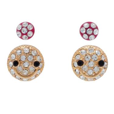 Imagem de Brinco Emoji Dourado (2 Pares) BC2780 - Akasaki, Rosa