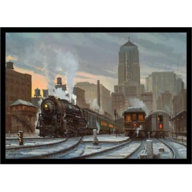 Imagem de Quadro Decorativo Trem Locomotiva Máquinas Paisagem Salas Quartos Escr