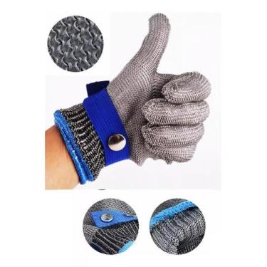 Imagem de Luva De Açougueiro Fios De Aço Inox Anti Corte Alta Proteção luva de a