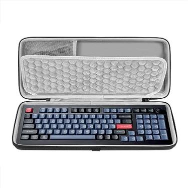 Imagem de GEEKRIA Capa de teclado 90%-96%, bolsa rígida de transporte de viagem para teclado portátil mecânico de 100 teclas, compatível com AULA F99, EPOMAKER TH98 96%, Keychron K4/K4 Pro/V5/Q5