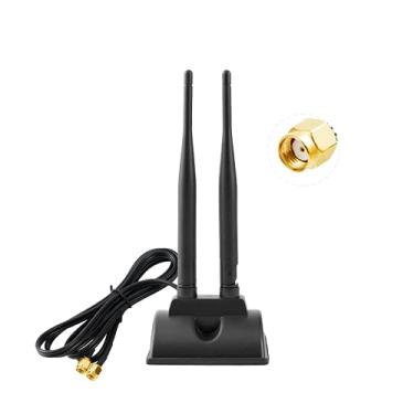 Imagem de POBADY 2.4G/5G/5.8G WiFi Antena Dual Frequency MIMO Omnidirecional Signal Booster 6 dBi Base Magnética RP-SMA Adaptador 1.2m 3.9ft para PCIE Network Router WLAN Card Antena