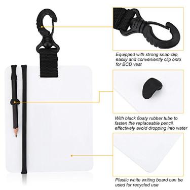 Imagem de Placa de Ardósia de Escrita de Mergulho Com Clipe e Lápis para der Esportes - Acessório de Mergulho para Mergulho, Snorkeling, Natação - Slate de Escrita Fácil de Usar