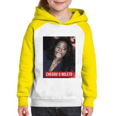 Imagem de Moletom Infantil Chegou o boleto - Foca na Moda, Branco, Amarelo, 12