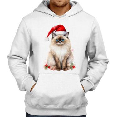 Imagem de Moletom Gato Natalino - Foca na Moda, Branco, GG