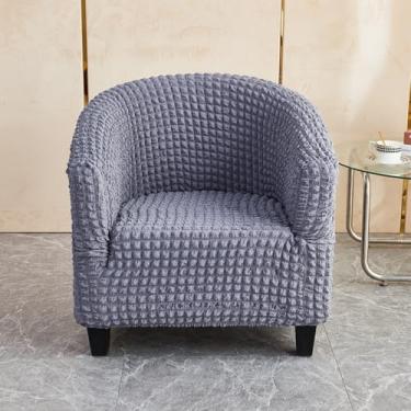 Imagem de WMLTZFUS Capa de cadeira de sofá antiderrapante à prova de poeira capas de cadeira de café capas de assento de fio de bolhas elásticas - cinza claro||tamanho regular