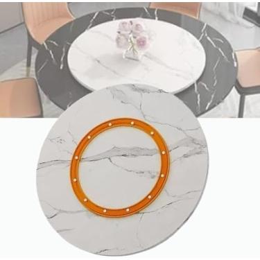 Imagem de Mesa giratória Wood Lazy Susan 50,8 cm 76,2 cm 101,6 cm, mesa de jantar de cozinha, prato de servir rotativo, mesa redonda, com base fácil de compartilhar alimentos, listras brancas, 70 cm/27