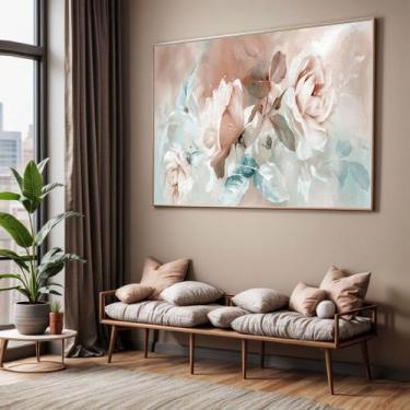 Imagem de Quadros decorativos com Moldura Sala Quarto Floral Rosa Cores Floral A