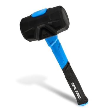 Imagem de Real Steel Martelo de borracha preto martelo de borracha 680 g com cabeça macia para pisos, marcenaria, acampamento, automotivo 0326