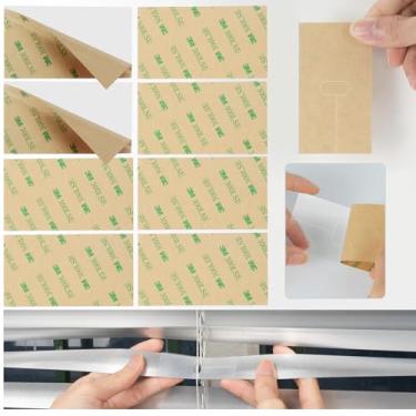 Imagem de 8 peças de abas verticais de reparo de persianas horizontais transparentes painéis de lâminas de substituição de persianas autoadesivas, fixadores de substituição para reparo, lâminas danificadas (com