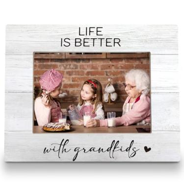 Imagem de FLDAS Porta-retrato para netos, 20 x 25 cm, porta-retratos para avós, netos, presentes para avó, avô, dia das mães, dia dos pais, de netos, vida é melhor com netos, 5 x 7