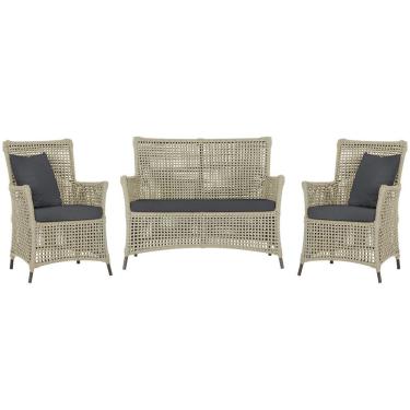 Imagem de Jogo Sofá e 2 Poltronas de Área Igapó Alumínio Pintura Marrom Corda Náutica Estofado 11 Trama