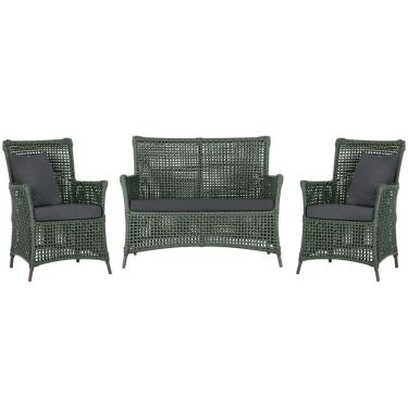 Imagem de Jogo Sofá e 2 Poltronas de Área Igapó Alumínio Pintura Marrom Corda Náutica Estofado 11 Trama