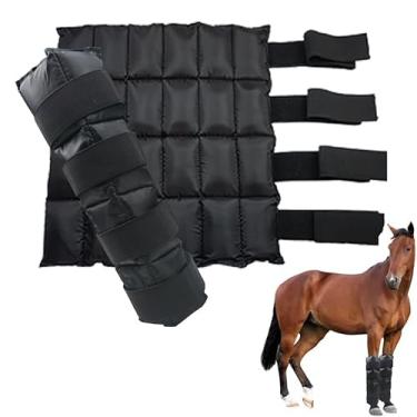 Imagem de WORLD-BIO Botas de gelo de cavalo (2 peças)/bolsa de gelo de cavalo para lesões/inchaço, envoltórios de gelo de perna de cavalo com alças flexíveis para jarrete, tornozelo, joelho, pernas e cascos de