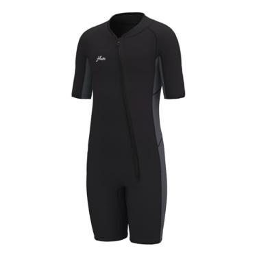 Imagem de Hevto Roupa de mergulho infantil para meninos, 2 mm, neoprene, shorty, roupa de mergulho tamanho 3 anos infantil com zíper frontal, roupa de banho térmica, natação em água fria (K3S-cinza, 3)