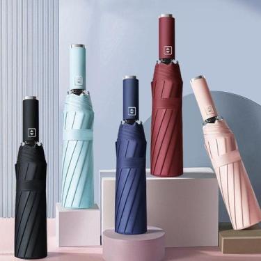 Imagem de Guarda Chuva Automático Abre E Fecha Reforçado Contra Vento Proteção S