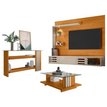 Imagem de Estante Home Theater Suspenso Com Aparador E Mesa De Centro Frizz Select Cinamomo Off White