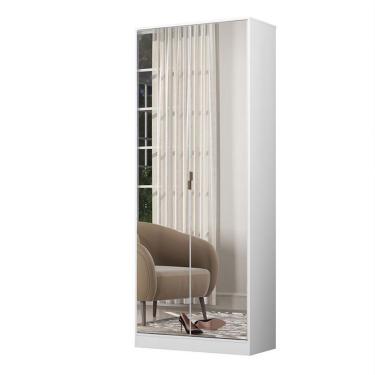 Imagem de Armário Multiuso Sapateira Grife 2 Portas Branco Com Espelho - Demóbile Branco
