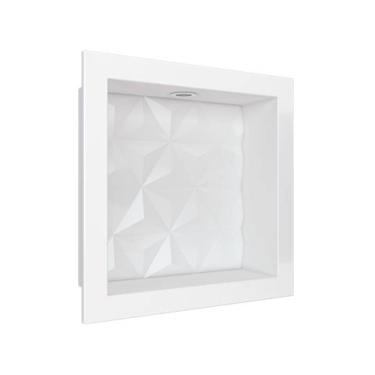 Imagem de Nicho Texturizado Marmore Sintético Cozimax Com Led - 30x30cm - Branco
