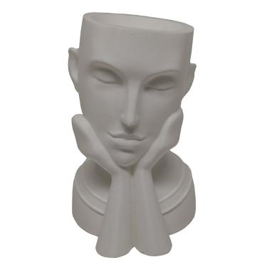 Imagem de Rosto Enfeite Decoração Impressão 3d Porta Objeto Vaso 14 Cm Sala Branco