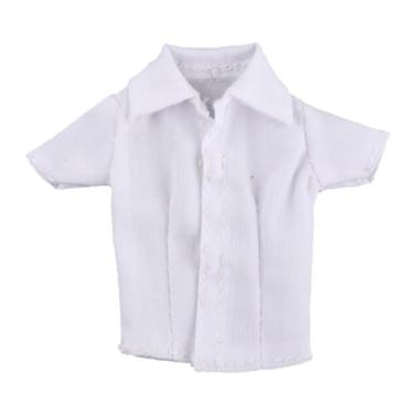 Imagem de Amagogo Camisa de manga curta 1/12, vestimenta em miniatura, roupas da moda para figuras femininas de 6 polegadas , Branco