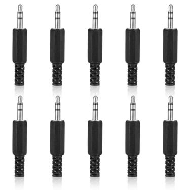 Imagem de 10 peças 3,5 mm plugue de reparo de substituição TRS adaptador de plugue macho mono 1/20.3 cm adaptadores de fone de ouvido TRS 3 polos plugues macho estéreo 3,5 mm tipo solda conector de cabo de