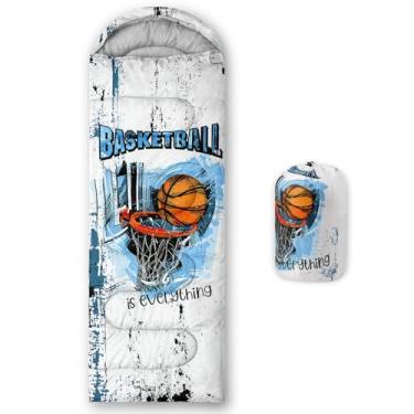Imagem de Smell Sunshine Saco de dormir infantil para meninos e meninas, estampa tie-dye de basquete, leve, quente, portátil, uso interno, impermeável, resistente ao clima frio, saco de dormir para acampamento