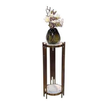 Imagem de Expositores de Bonsai Suporte de exposição de plantas moderno e luxuoso, base de bonsai de mármore em aço inoxidável para ambientes internos Base de ornamento(Grande)