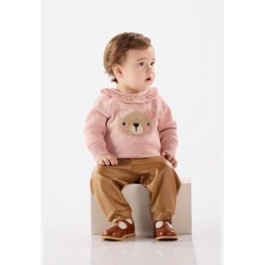 Imagem de Calça Bebê Menina em Cirrê Peluciado Up Baby, Marrom, P