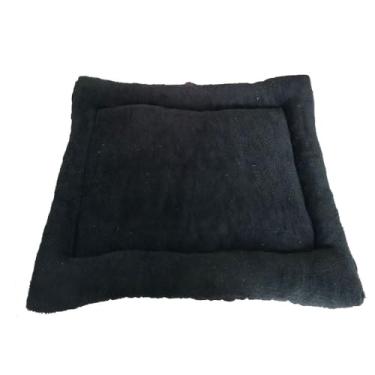 Imagem de Colchonete Retangular para Pets com Flocos de Espuma, Microfibra Soft, Cor Lisa (Preto, Pequeno)