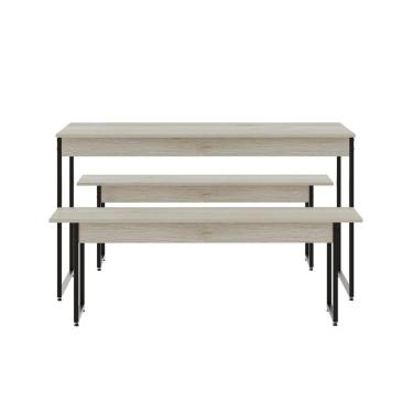 Imagem de Mesa De Jantar Com 2 Bancos Estilo Industrial Tub  Snow / Est.preta