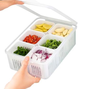 Imagem de Potes Organizadores Com Tampa 6 compartimentos Para Geladeira Práticos Herméticos Armaz...