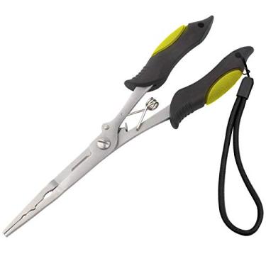 Imagem de Alicate de pesca de nariz longo de aço inoxidável, alicate de anzol, removedor de gancho, alicate de anel dividido com cordão para água doce e salgada