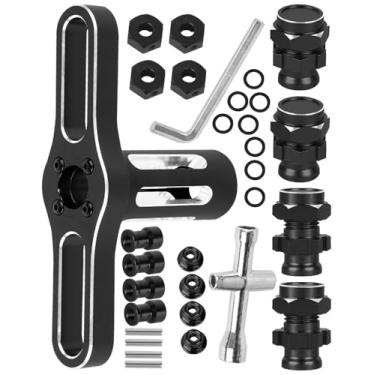 Imagem de RCYouHott RC Upgrades Part Aluminum 17mm/12mm Hex/Porcas/Chave de roda para 1/10 Slash/Rustler/Stampede/Jato/Hoss 4X4 4WD VXL, adaptadores hexagonais Hops Up, preto (#9069#9086)