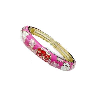 Imagem de Only My Live Home Pulseira clássica de flores esmaltadas Cloisonne para presentes femininos, joias artesanais tradicionais étnicas chinesas, Inner Diameter 2.36 inch wide 0.47 inch about, Porcelana