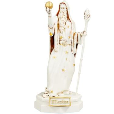 Imagem de Estátua Escultura Merlin - Grande Mago (Cor Mármore Dourado)