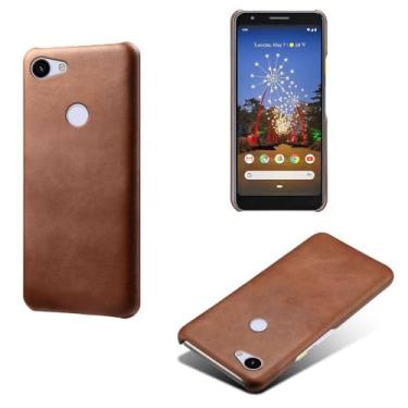 Imagem de Capa para Google Pixel 3A,Proteção contra quedas,Casca de volta de cor sólida simples,Design de couro de imitação de plástico-Brown