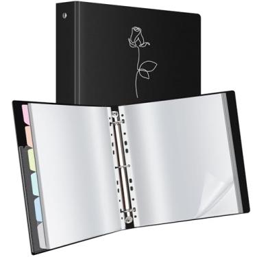 Imagem de Uquelic Fichário de 80 bolsos com mangas de plástico para tamanho carta/A4 (28 cm x 21,6 cm), capa impressa rosa prateada, organizador de documentos para documentos, certificados e obras de arte com