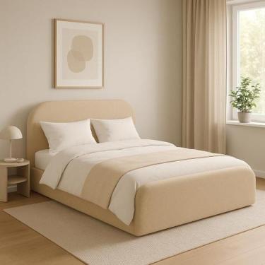 Imagem de Cama Queen Estofada Clean Estilo Escandinavo Tamanho 1.60m - Loncie, L