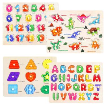 Imagem de Conjunto de quebra-cabeças Montessori Wooden Peg para crianças de 2 a 