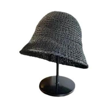 Imagem de Chapéu De Palha Feminino Para Praia, Verão, Aba Larga, Estilo Pescador