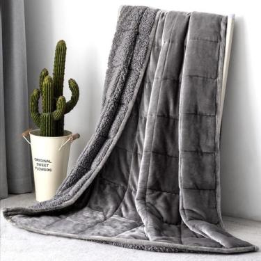 Imagem de Cobertor pesado Topblan Sherpa Fleece 6,8 kg 152x203cm cinza