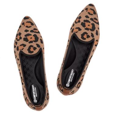 Imagem de Frank Mully Mocassim feminino casual sem cadarço, confortável, de malha, clássico, bico fino, para trabalho, viagens, 6035leopardo B, 39